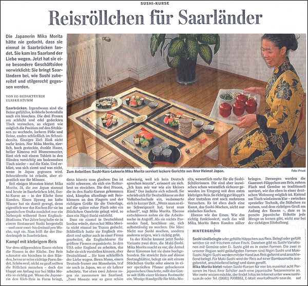 Artikel in der Saarbrücker Zeitung im Januar 2005 sz jan 2005 small